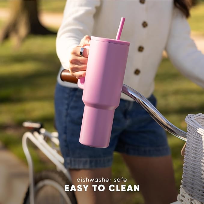 Simple Modern Tumbler with Handle and Straw | 40oz | Checkered | Trek Tumbler - Image 4