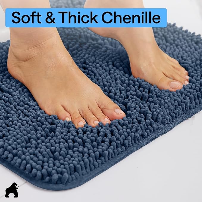 GORILLA GRIP Bath Rug Mat 54x24, Soft Absorbent Chenille, Quick Dry Microfiber - Image 4