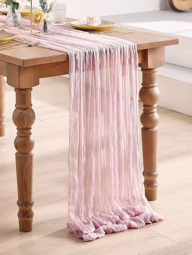 6Pack Light Pink Table Runner 20 x 120 inch Boho Cheesecloth Table Runner | - Image 2