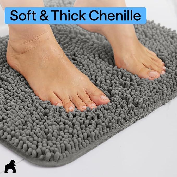 GORILLA GRIP Bath Rug Mat 30x20, Thick Soft Absorbent Chenille, Quick Dry - Image 4