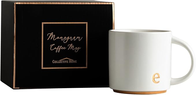COLLECTIVE HOME Ceramic Coffee Mug, 15 oz Monogram Cup - Image 4