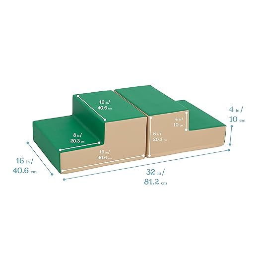 ECR4Kids SoftZone Junior Mix n' Match Step, Beginner Playset, Green, 2-Pack