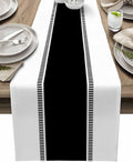 Farmhouse Black Stripes Table Runners 108 inches Long, Non Slip Cotton Linen by Futuregrace