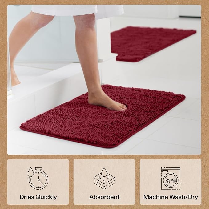 GORILLA GRIP Bath Rug Mat 48x24, Soft Absorbent Chenille, Quick Dry Microfiber - Image 7