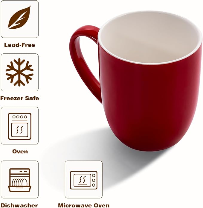Urbanstrive 16 oz Large Coffee Mugs Set of 6 Ceramic Coffee Mug White Coffee - Image 3