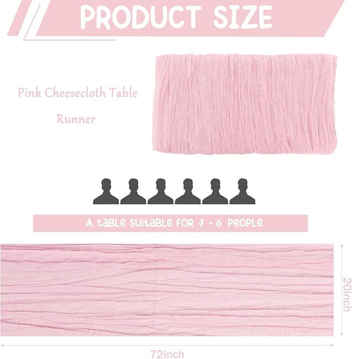 10 Pack Light Pink Cheesecloth Table Runner 6FT Boho Gauze Fabric Table Runner - Image 2
