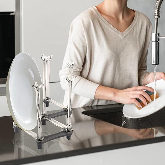 2 Pcs Cup Drying Racks Set, Retractable Drinking Glass & Baby Bottle Drainer Stand, PP Material Mug Draining Organizer, Kitchen Countertop Dishes Holder, Gray