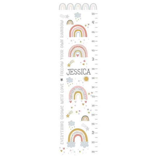 Personalized Kids Height Chart - Canvas Growth Ruler for Boys and Girls - Custom Name Banner with Removable Nursery Wall Decor - Gift for Kid’s Room Decoration