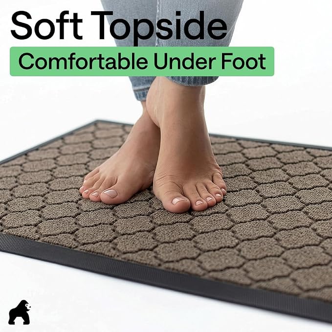 GORILLA GRIP 100% Waterproof All-Season WeatherMAX Doormat, US Designed Natural - Image 9
