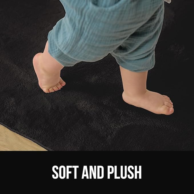 GORILLA GRIP Ultra Soft Washable Area Rug, Stain and Slip Resistant Plush Thick Carpet for Bedroom Living Room, No Shed Floor Rugs, Pet Friendly, Dorm Essentials, Kids Nursery Home Decor, 2x3, Black