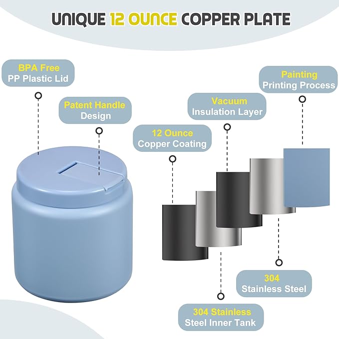 26oz Soup Thermo for Hot Food Kids with Buckle Lid Insulated Vacuum Food Jar Wide Mouth Leakproof Stainless Steel Lunch Container (Blue)