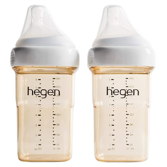 Hegen Easy to Clean Anti-Colic Baby Bottle, 8oz for 3 to 6 Months (2-Pack)