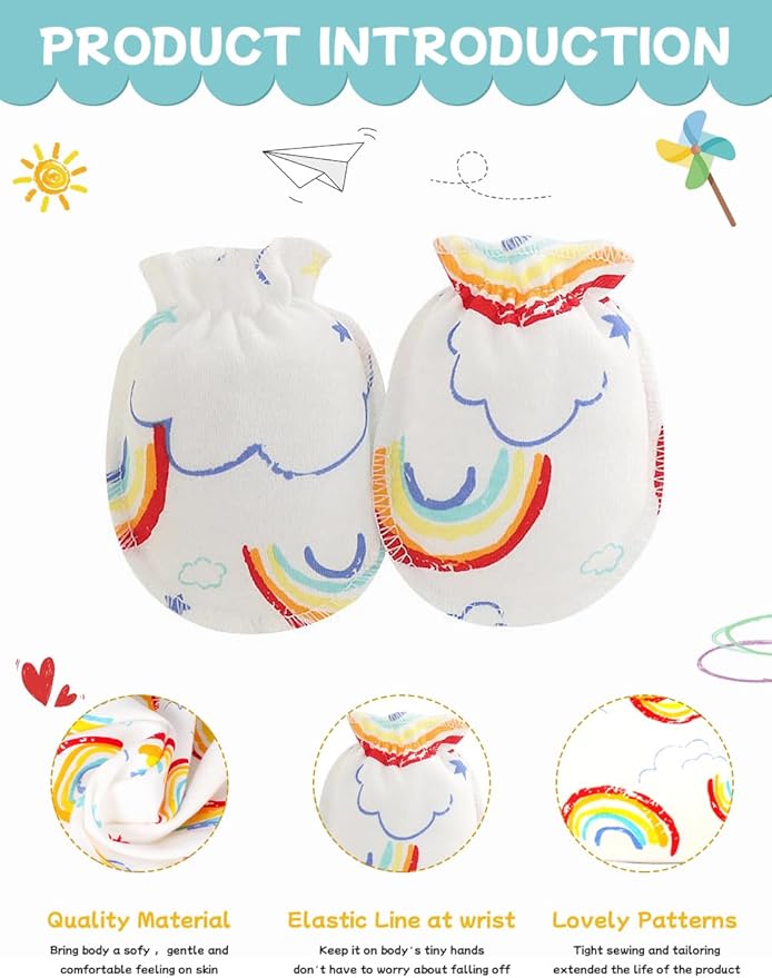 Cute Baby Mittens Newborn, No Scratch Baby Boy Mittens, Baby Girl Hat Gloves for Toddlers, Infant, Newborn