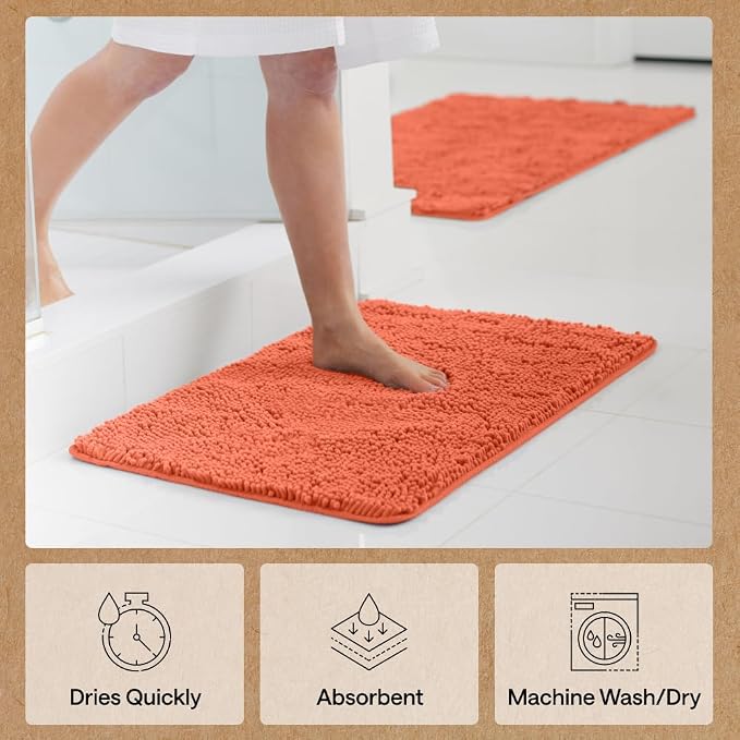 GORILLA GRIP Bath Rug Mat 36x24, Thick Soft Absorbent Chenille, Quick Dry - Image 7