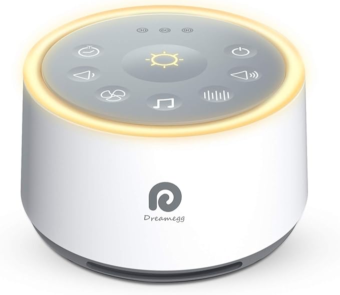 Dreamegg D1 Sound Machine - White Noise Machine with Baby Night Light for Sleeping, High Fidelity Sounds, Timer & Memory Feature, Sound Machine for Baby Adults, Home, Office, Travel (White)