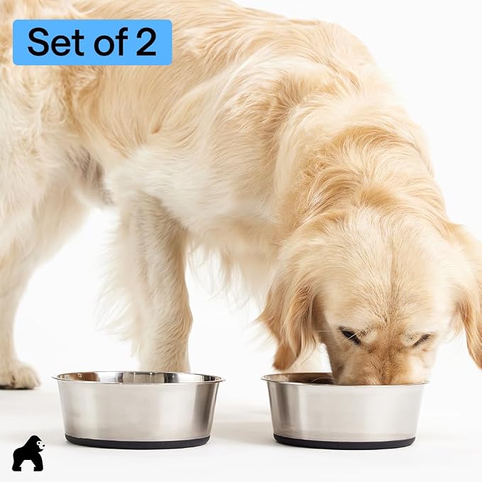 GORILLA GRIP Dog Bowls, Food Grade 304 Stainless Steel, Holds 6 Cups Each Food - Image 8