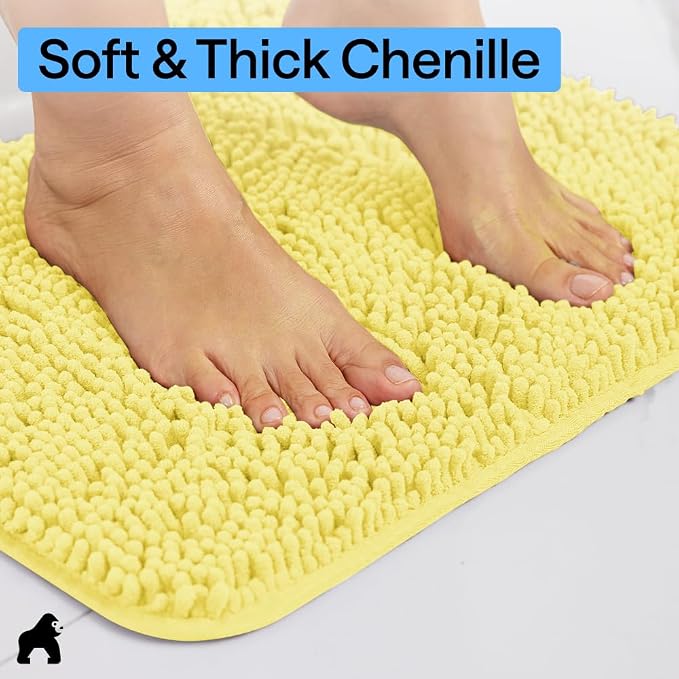 GORILLA GRIP Bath Rug Mat 60x24, Thick Soft Absorbent Chenille, Quick Dry - Image 4