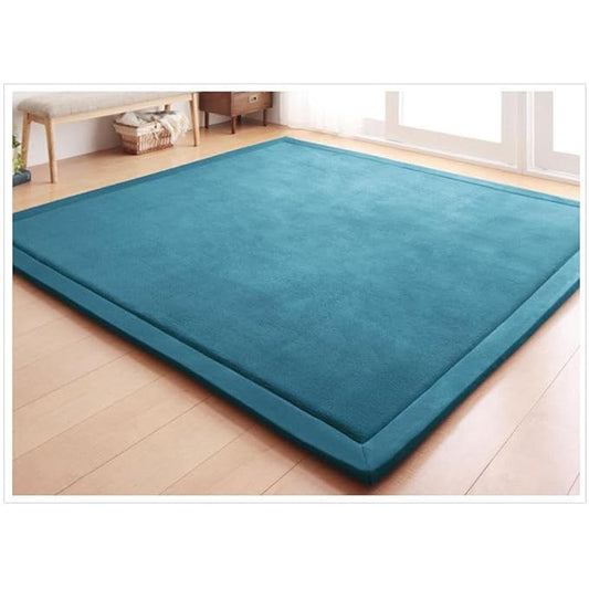 Loartee Coral Velvet Crawling Rug (5.0'x 6'8", Blue) for Toddler Children Play Area Rug Yoga Mat Exercise Pad Carpet