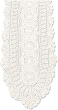 Cotton Handmade Crochet Lace Oval Table Runner Beige 12x36 Inch by KEPSWET
