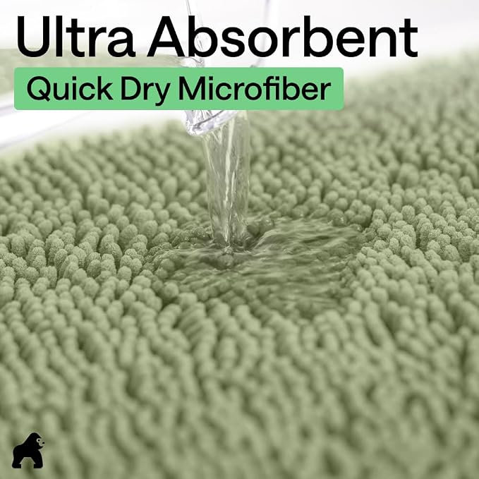 GORILLA GRIP Bath Rug Mat 48x17, Soft Absorbent Chenille, Quick Dry Microfiber - Image 5