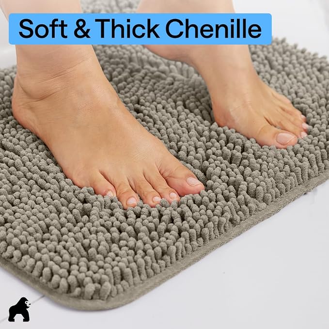 GORILLA GRIP Bath Rug Mat 60x24, Thick Soft Absorbent Chenille, Quick Dry - Image 4