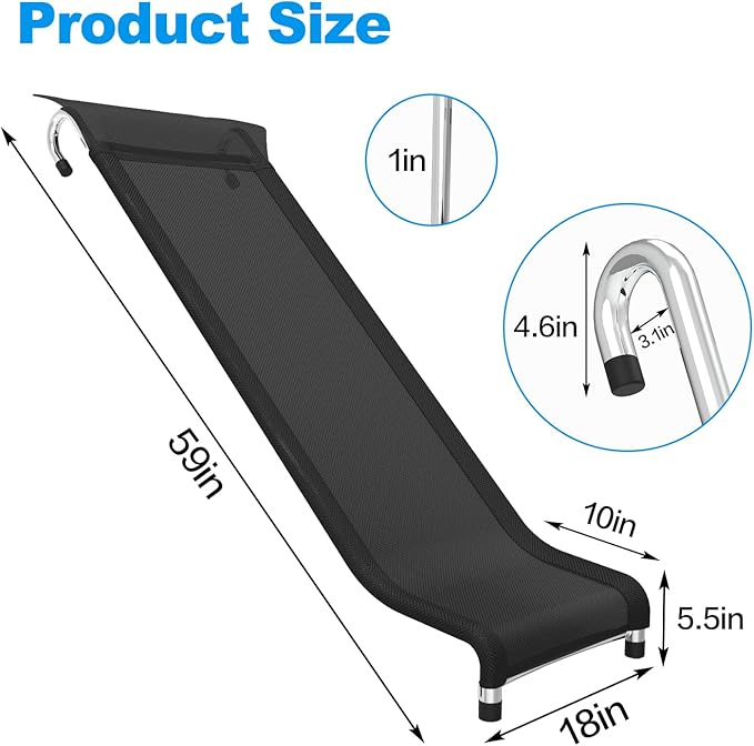 Ergonomic Trampoline Slide with Buffer Region for Children Kids, Outdoor Trampoline Slide Attachment, Heavy Duty Steel, Frame, Easy to Assemble (Silvery)