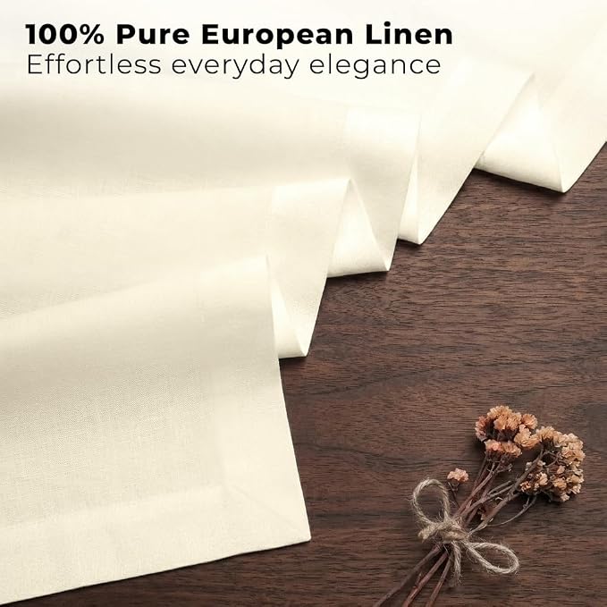 Classic Linen™ by D'Moksha Ivory Table Runner 90 Inches Long, 100% Pure Linen - Image 2