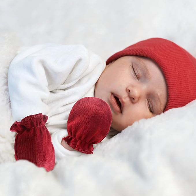 BQUBO Newborn Infant Toddler Mittens No Scratch Cotton Elastic Wrist Gloves Hypoallergenic for 0-6 Months Baby Boys Girls