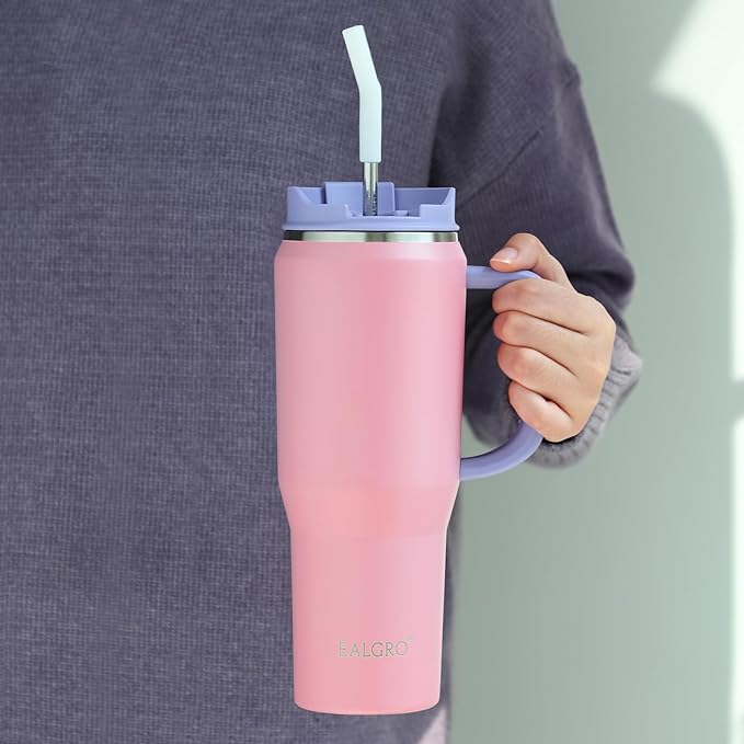 EALGRO 40 oz Tumbler with Handle, Insulated Tumblers with Lid and Straw | - Image 4