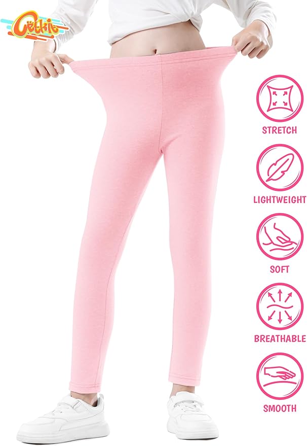 Girls Leggings Cotton Leggings for Toddler Footless Girls Pants Stretchy Baby Girl's Pants Infant Basic Leggings Size 6M -14Y