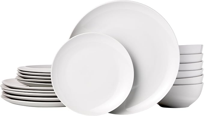 Amazon Basics 18-Piece Complete Kitchen Dinnerware Set, Microwave and by AmazonBasics
