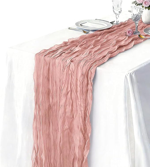 10 Pack Dusty Pink Cheesecloth Table Runner 21 x 120 Inch Boho Gauze Sheer - Image 2