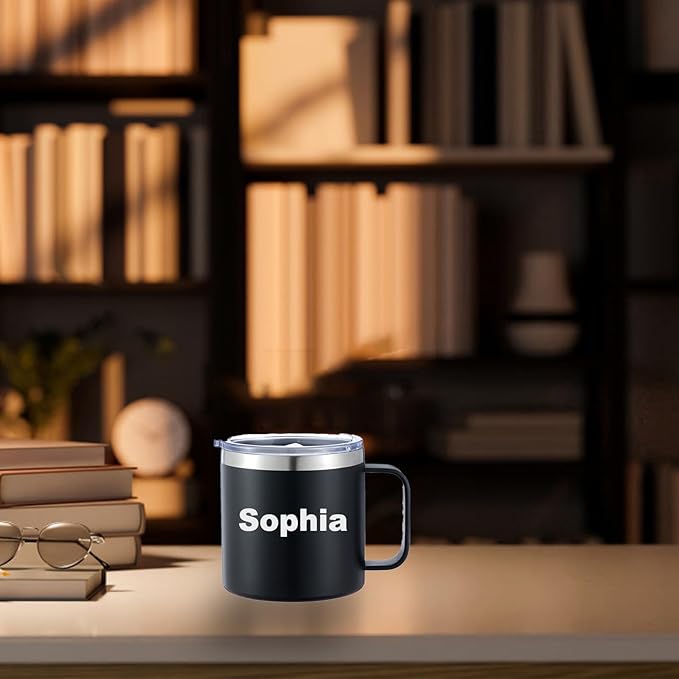 Personalized Mug Cup with Handle 12/14oz Custom Stainless Steel Mugs Customized Name Coffee Tumbler for Women Men Student Family Office Gifts, Portrait