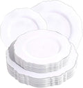 60pcs Silver Plastic Plates-Baroque White &Silver Plates by WDF