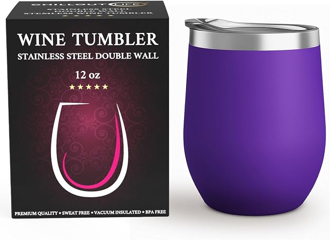 CHILLOUT LIFE 12 oz Stainless Steel Wine Tumbler - Image 2