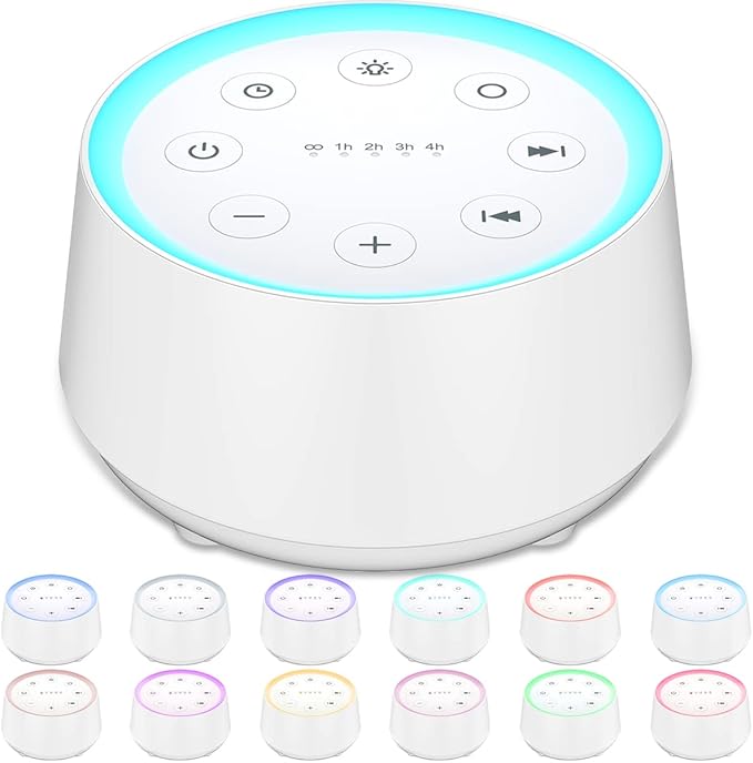 EasyHome Sleep Sound Machine White Noise Machines with 30 Soothing Sounds 12 Adjustable Night Light 10 Adjustment Brightness 32 Levels of Volume 5 Timers and Memory Function Kid Adult Travel