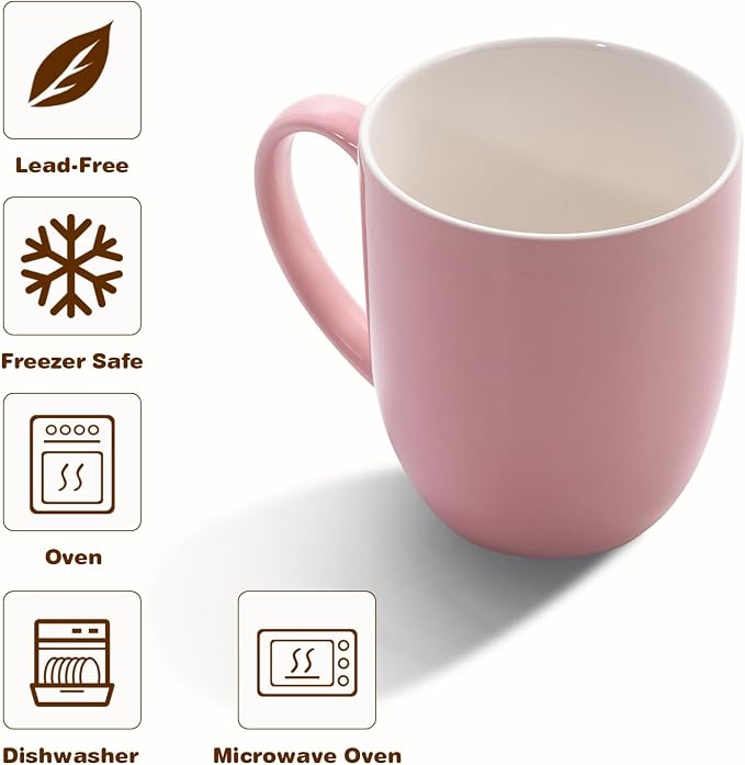 Urbanstrive 16 oz Large Coffee Mugs Set of 6 Ceramic Coffee Mug White Coffee - Image 3