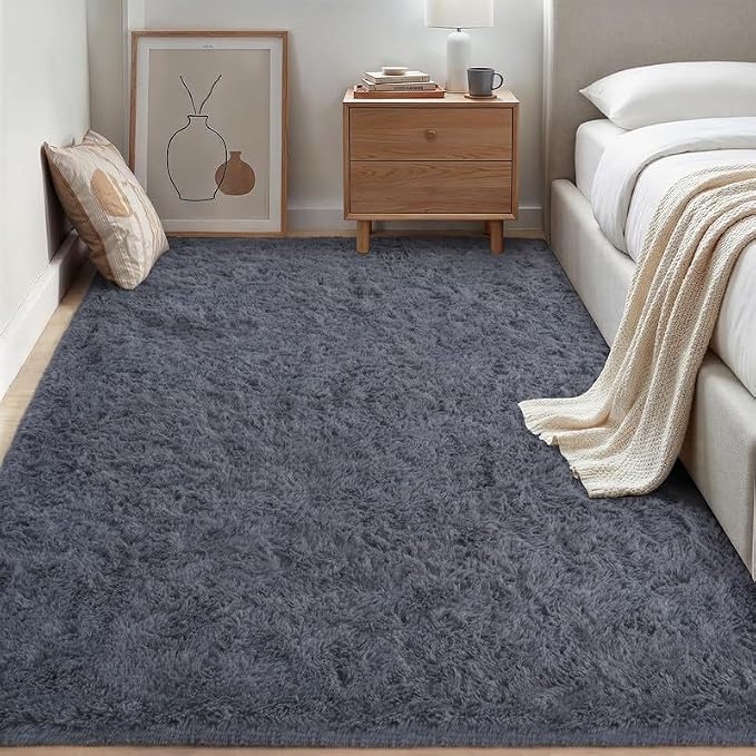Area Rug for Living Room Bedroom: 5x7 Soft Fluffy Shag Rugs Upgrade Non-Slip - Image 4