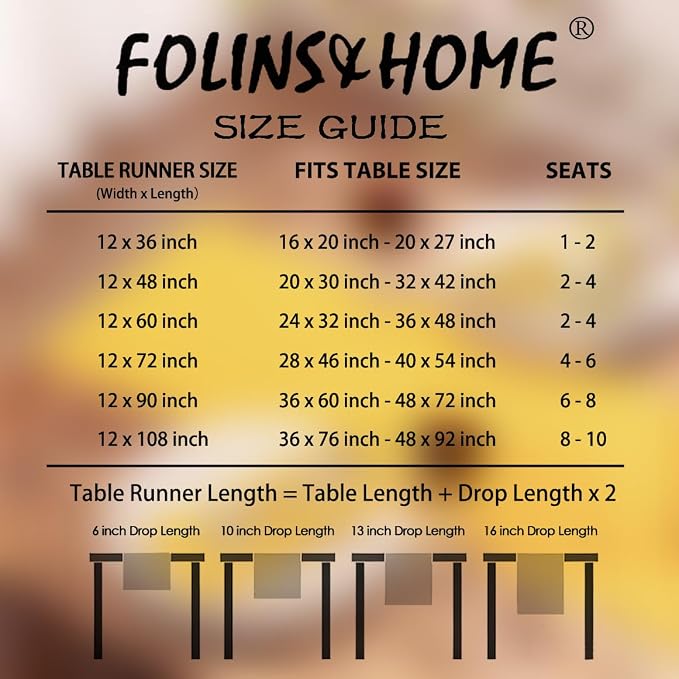 FOLINS&HOME Yellow Waterproof Decorative Table Runner 90 Inches Long | 210GSM - Image 6
