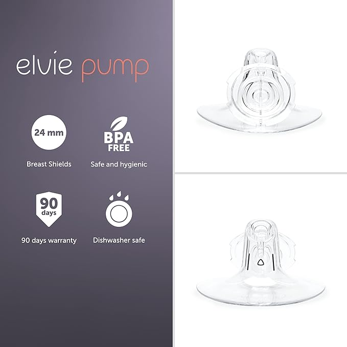 Elvie Pump Breast Shield - 24mm | 2 Pack Nipple Shield Flange for Pumping Breast Milk | Breast Feeding Essentials for Electric Breast Pumps | BPA Free Breast Shells | Breast Pump Bra Compatible