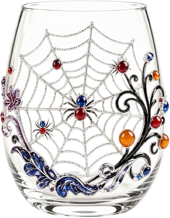 Halloween Printed Glass Cup, Ghost Pumpkin Themed Handleless Water Tumbler 15oz by Unknown