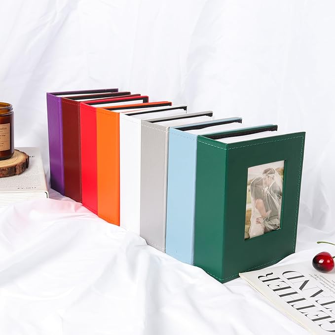 RECUTMS Photo Album 4x6 Photos - 52 Photos Small Mini Capacity Premium Leather Cover, Photo Album for Family Wedding Anniversary Vacation Traveling (Silver)