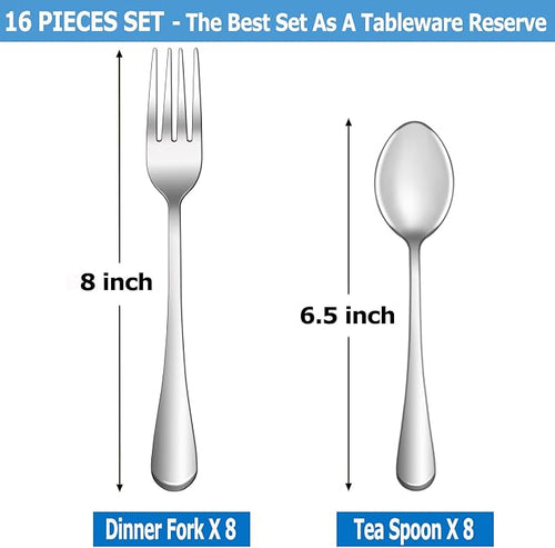 16 Pcs Forks and Spoons Silverware Set, Food Grade Stainless Steel Flatware - Image 2