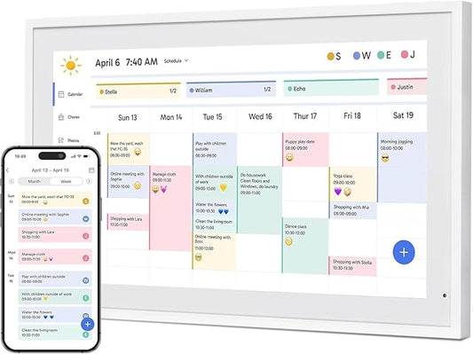 Dragon Touch 21.5" Digital Calendar Chore Chart – 1080P Full HD Interactive Touchscreen, Smart Family Planner, Hearth Display Digital Calendar Wall & Desk Mountable for Seamless Scheduling