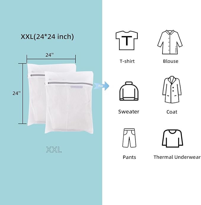 GOGOODA 3 PCS Extra Large Delicates Bag for Washing Mesh Wash Bags for Travel, Laundry, Hosiery, Blouse, Blanket 24×24inch