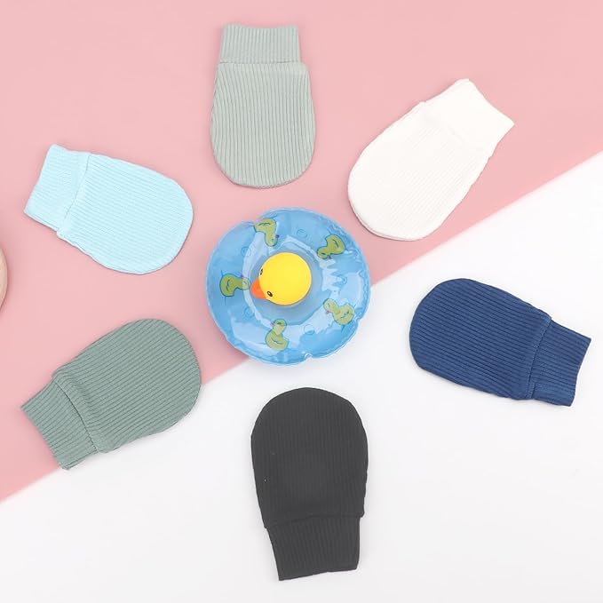 BQUBO 6 Pairs Newborn Baby Boys Girls Mittens 0-6 Months Unisex-Baby Infant Mittens Elastic No Scratch Wrist Gloves