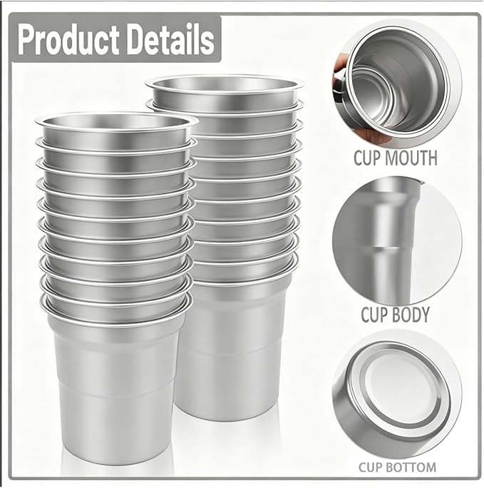 40 Pack 16oz Aluminum Cups Disposable Metal Cups 100% Recyclable & Reusable - Image 4
