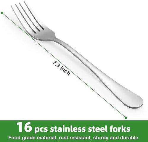 16 Piece Dinner Forks Set, Food-Grade Stainless Steel Forks Silverware - Image 2