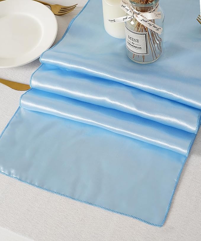 Baby Blue Table Runners 20 Pack 12x108 inch Silk Satin Smooth Fabric | Satin - Image 5