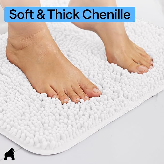 GORILLA GRIP Bath Rug Mat 60x24, Thick Soft Absorbent Chenille, Quick Dry - Image 4